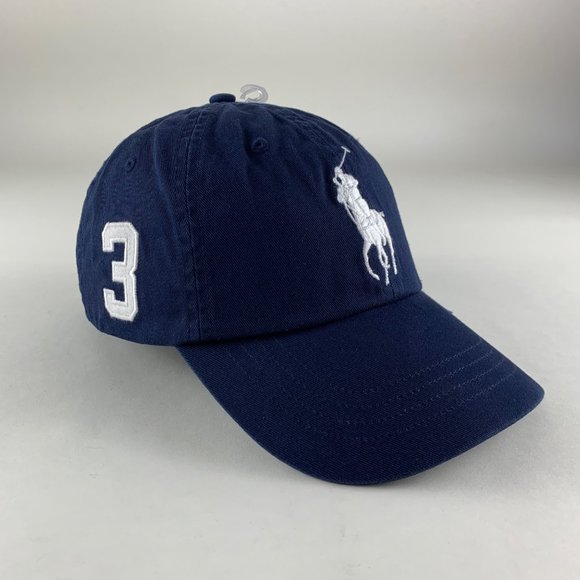 Polo Ralph Lauren Other - Polo Ralph Lauren Mens Navy Blue Big Pony Leather Strapback Hat New